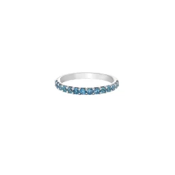 Corona JONC SEMI-ÉTERNITÉ TOPAZE BLEU EN OR 10K BLANC