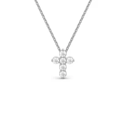 MALO COLLIER PENDENTIF CROIX 10KB DIAMANTS LABORATOIRE 0.30CT