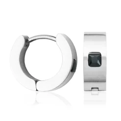 BOUCLES D'OREILLES EN ACIER AVEC CZ NOIR