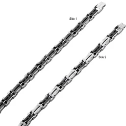 BRACELET RÉVERSIBLE ACIER ET IP NOIR POLI/SATIN 8.25" -Mode Bijoux Boutique resizedPt 19415392e1213854f465b52ba2abf0ed