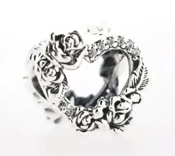 Pandora BRELOQUE COEUR OUVERT ET FLEURS ROSES