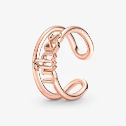 Pandora BAGUE OUVERTE «VIBES» PLAQUE D'OR ROSE