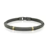 BRACELET CABLE ACIER MAT PLAQUÉ ION NOIR AVEC ACCENT 18KJ