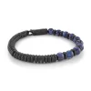 BRACELET BILLES BLEUES ET ÉLÉMENTS SS IONISÉ NOIR SATIN
