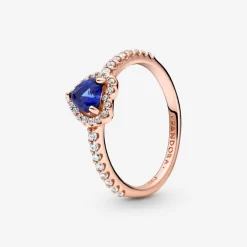 Pandora BAGUE COEUR SURÉLEVÉ BLEU