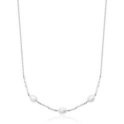 COLLIER STEELX DE PERLES D'EAU DOUCE BLANCHES