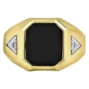 Corona BAGUE CHEVALIÈRE ONYX 12X10MM 2 DIAMANTS=0.03CT I HI 10K JAUNE