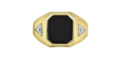 Corona BAGUE CHEVALIÈRE ONYX 12X10MM 2 DIAMANTS=0.03CT I HI 10K JAUNE