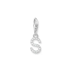 Thomas Sabo PENDENTIF CHARM LETTRE S AVEC PIERRES BLANCHES ARGENT
