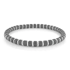 BRACELET MINI-PERLE EN ACIER INOXYDABLE PLAQUÉ GRIS IONIQUE