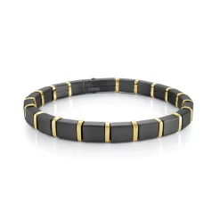 BRACELET MAILLONS "QUADRANT LINK" SS IONISÉ NOIR MAT ET PLJ POLI