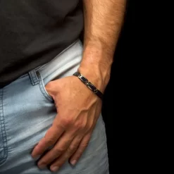 BRACELET SEMI-RIGIDE ACIER GRIS MAT AVEC PIERRE DE SABLE VÉRITABLE -Mode Bijoux Boutique resizedPt 64ec9b72454858cf22b819d0bce64fbd