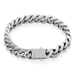 BRACELET STEELX GOURMETTE 6MM FERMOIR OVALE CZ