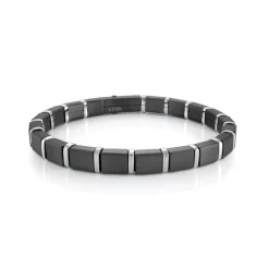 BRACELET MAILLONS "QUADRANT LINK" GUNMETAL ET ACIER