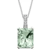 Corona CHAÎNE/PENDANT PRASIOLITE RECTANGULAIRE 10X8MM & 5 DIAMAMANTS=0.03CT I HI 10KB 18"