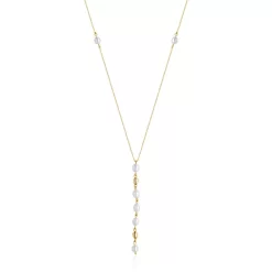 COLLIER STEELX EN CASCADE DE PERLES DE COQUILLAGES BLANCS AVEC PLACAGE EN OR IP