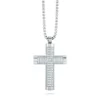 COLLIER ET PENDENTIF CROIX EN ACIER INOXYDABLE ET CZ