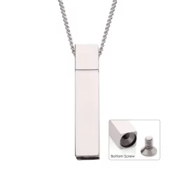 CHAÎNE AVEC PENDANT BARRE GRAVABLE EN ARGENT POLI POUR CENDRES 24"