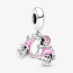 Pandora CHARM-PENDATIF SCOOTER ARGENT AVEC L'ÉMAIL ROSE