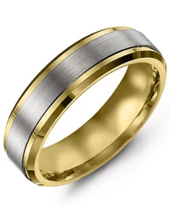 JONC 6 MM SATINÉ ET POLI OR 10K 2TONS