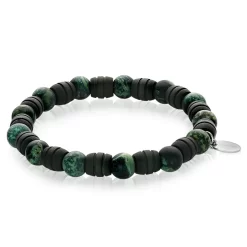 BRACELET DE PERLES DE JADE EN FIBRE ET CARBONE