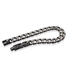 BRACELET GOURM 11MM SS IP NOIR MAT 8.75"