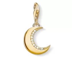 Thomas Sabo BRELOQUE LUNE SCINTILLANTE ARGENT PLAQUÉ JAUNE & CZ