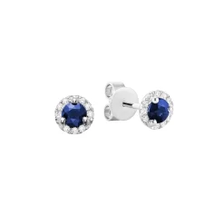 BOUCLES FIXES SAPHIRS BLEUS ET DIAMANTS