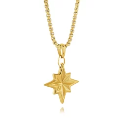 COLLIER ET PENDENTIF SS PL JAUNE ÉTOILE DU NORD