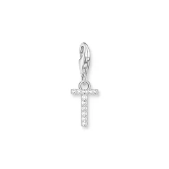 Thomas Sabo PENDENTIF CHARM LETTRE T AVEC PIERRES BLANCHES ARGENT