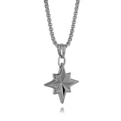COLLIER SS PL GUN METAL PENDENTIF ÉTOILE