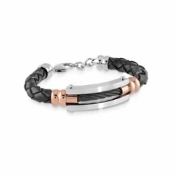 BRACELET CUIR NOIR CENTRE CABLE IP GUNMETAL ET PL ROSE -Mode Bijoux Boutique resizedPt a6bb9d920e681155ccf97853f5e46b3a 1