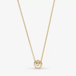 Pandora COLLIER A PENDENTIF HALO ROND ET SCINTILLANT PLAUÉ EN OR 14K -Mode Bijoux Boutique resizedPt af78d2a38e4953c40fe70c54195c83b3