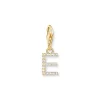 Thomas Sabo PENDENTIF CHARM LETTRE E AVEC PIERRES BLANCHES PLAQUÉ OR