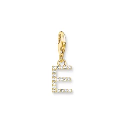 Thomas Sabo PENDENTIF CHARM LETTRE E AVEC PIERRES BLANCHES PLAQUÉ OR
