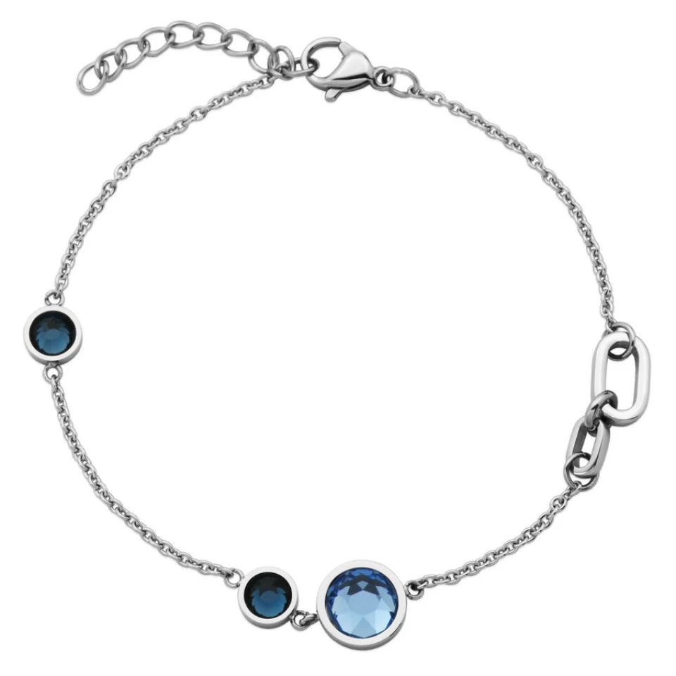 STEELX BRAC ACIER 3 CZ COLLET BLEU 7.25" 1 STEELX BRAC ACIER 3 CZ COLLET BLEU 7.25"