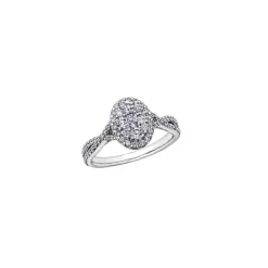 Corona BAGUE CROISÉE TOP OVALE PAVÉ À DIAMANTS EN OR 14K BLANC