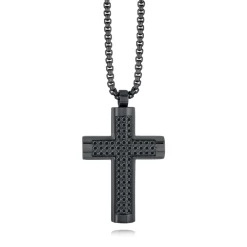COLLIER ET PENDENTIF CROIX ACIER INOXYDABLE GRIS CZ NOIR -Mode Bijoux Boutique resizedPt caf5dd77448c8a7214415ff71e11c103 1