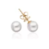 BOUCLES FIXES PERLES AKOYA 6.5-7MM EN OR 14K JAUNE