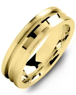 JONC CONVEXE SATINÉ ET POLI 6 MM OR 10K JAUNE