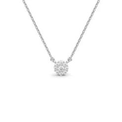 MALO COLLIER PENDENTIF FLEURE DIAMANT LABORATOIRE 10KB 10=0.10CT