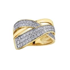 Corona JONC CROISÉ 98 DIAMANTS TOTAL 1.00CT EN OR 14K JAUNE & RHODIUM -Mode Bijoux Boutique resizedPt e8e7b4901cc10d831bc1de471920b40d 1