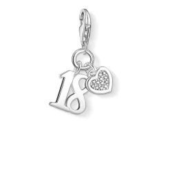Thomas Sabo BRELOQUE CHIFFRE 18 ET COEUR ARGENT & DIAMANTS