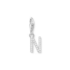 Thomas Sabo PENDENTIF CHARM LETTRE N AVEC PIERRES BLANCHES ARGENT