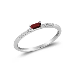 BAGUE BAGUETTE RUBIS ET DIAMANTS