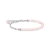 Thomas Sabo BRACELET BEADS DE QUARTZ ROSE ET CHARMISTA COIN ARGENT