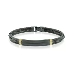 BRACELET SS 3 RANGS CABLE 18KJ